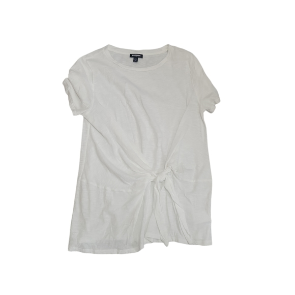 Express Women's white tie front shirt size S preppy casual summer beach boho - Picture 1 of 7